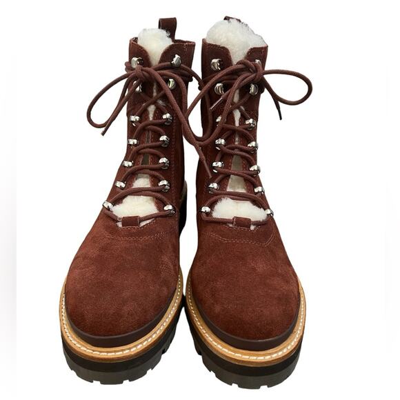 NWOT Marc Fisher Izzie Lugsole Ankle Boot Dark Red Suede – Sz 9M - Picture 3 of 7